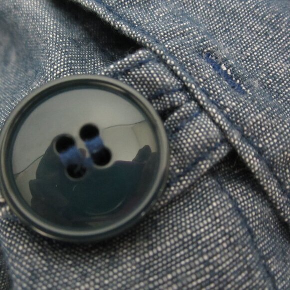 Vtg Zucca Travail Womens Small Blue LS Linen Cotton Blend Jacket Made in France - Picture 5 of 15